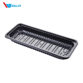 elongated-black-plastic-vegetable-display-tray