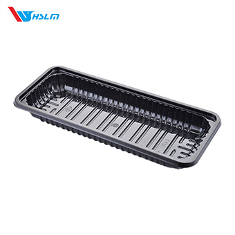 elongated-black-plastic-vegetable-display-tray